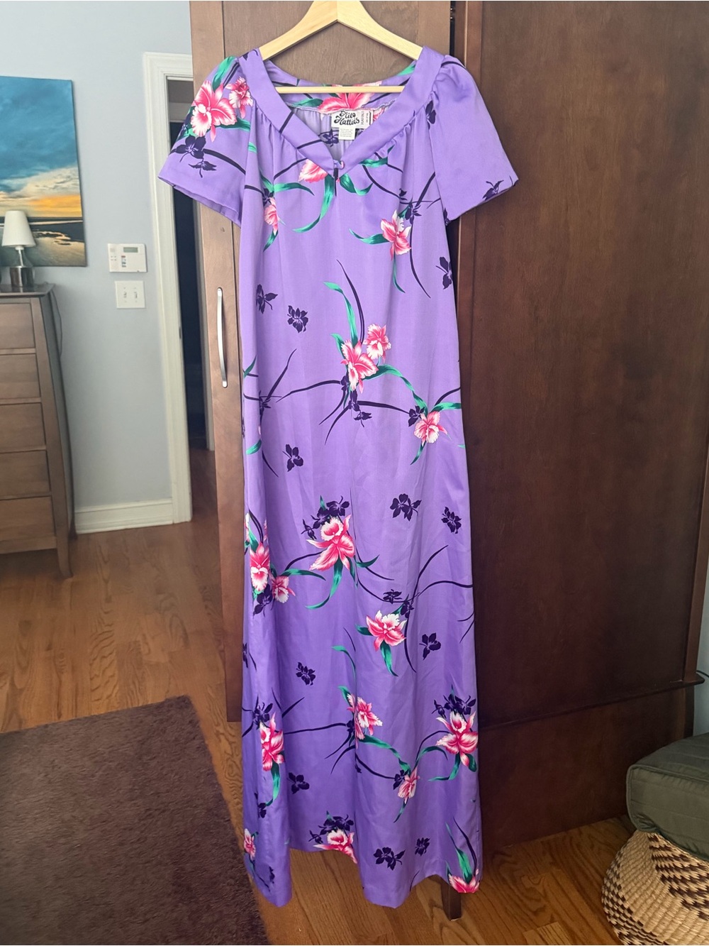 Vintage Hilo Hattie Hawaii Floral Maxi Dress